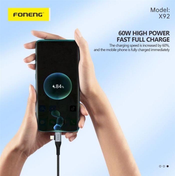 Кабель Foneng X92 4-in-1 (60W) USB/USB-C - USB-C/Lightning 1м Black (X92-CA-FIO)