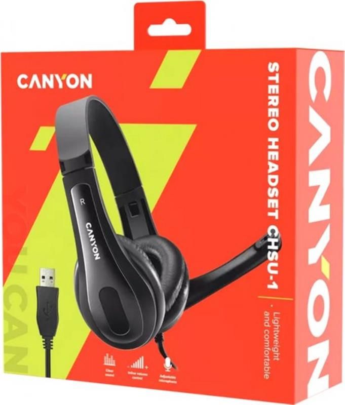 Гарнітура Canyon CHSU-1 USB Black (CNS-CHSU1B)