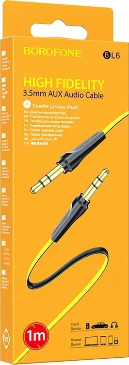 Аудіо-кабель Borofone BL6 3.5 мм - 3.5 мм (M/M), 1 м, жовтий (BL6-1Y)