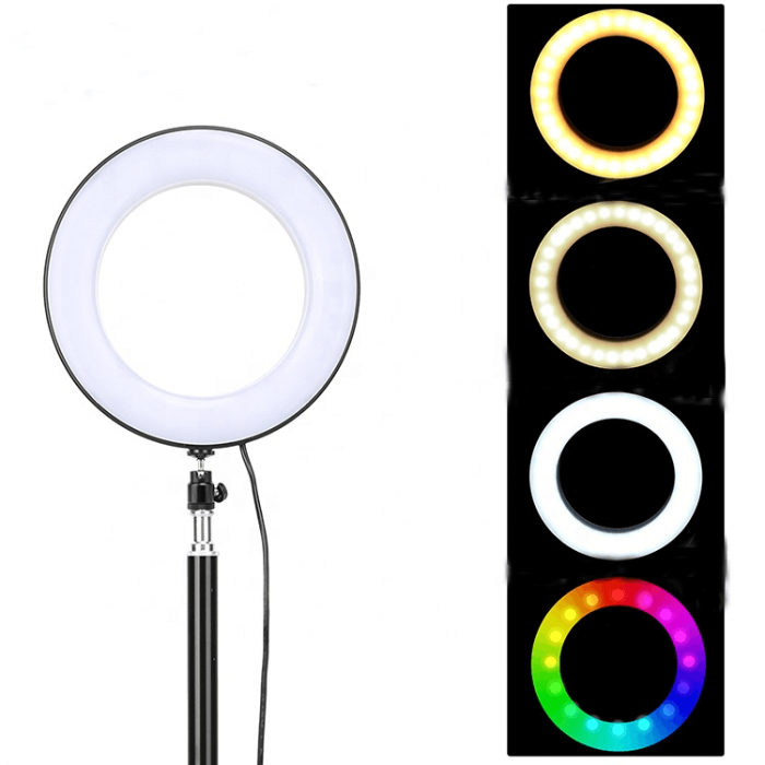 Кільцева USB RGB LED-лампа Zomei RGB108 8" + штатив 0.45 м (RGB108)