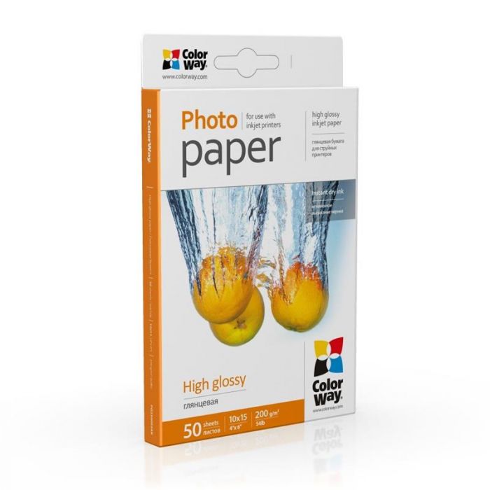 Фотопапір ColorWay глянцевий 200г/м2 10х15см 50 арк. (PG2000504R)