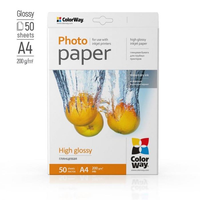 Фотопапiр ColorWay глянсовий 200г/м2 A4 50 арк. (PG200050A4)