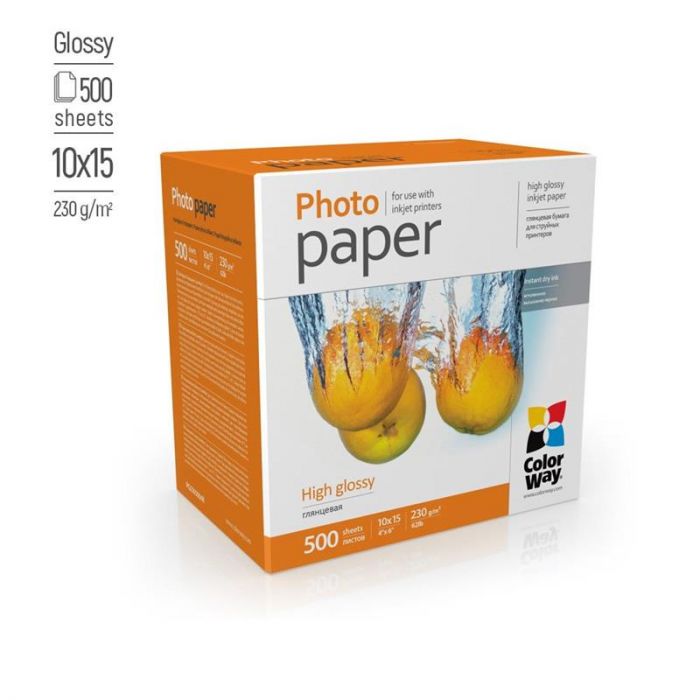 Фотопапір ColorWay глянцевий 230г/м2 10x15см 500 арк. (PG2305004R)