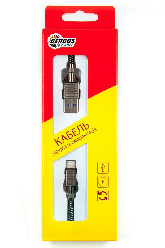 Кабель Dengos USB - Lightning (M/M) 4A 1 м Black (NTK-L-KPR-USB3-BLACK)