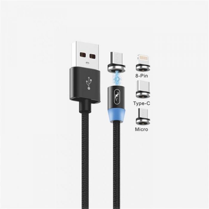 Кабель SkyDolphin S59KIT Magnetic USB - Lightning + microUSB + Type-C (M/M) 1 м, Black (SDUSB-000547)