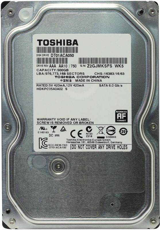 Накопичувач HDD SATA  500GB Toshiba 7200rpm 32MB (DT01ACA050) Refurbished