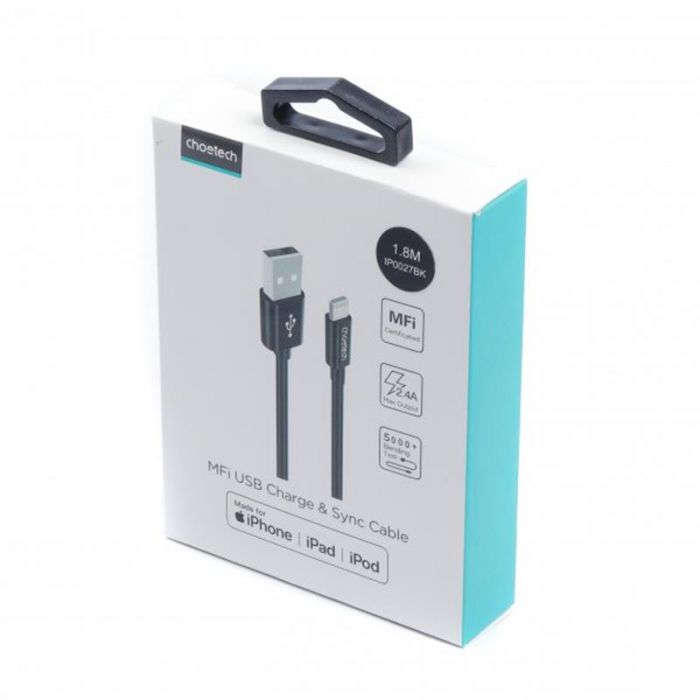 Кабель Choetech USB - Lightning (M/M), 1.8 м, Black (IP0027-BK)