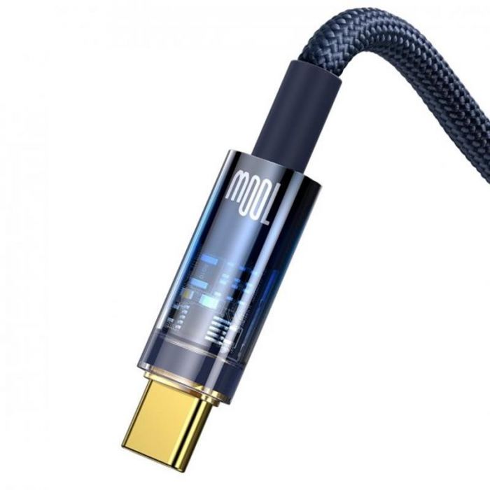Кабель Baseus Explorer USB - USB Type-C (M/M), 5 A, 100 W, 2 м Blue (CATS000303)
