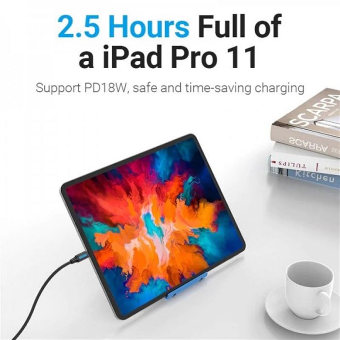 Кабель Vention USB Type-C - USB Type-C (M/M) TPE Round PD 100W, 5A, 1 м, Black (COTBF)