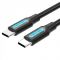 Кабель Vention USB Type-C - USB Type-C (M/M), TPE Round PD 60W, 3 A, 1.5 м, Black (COSBG)