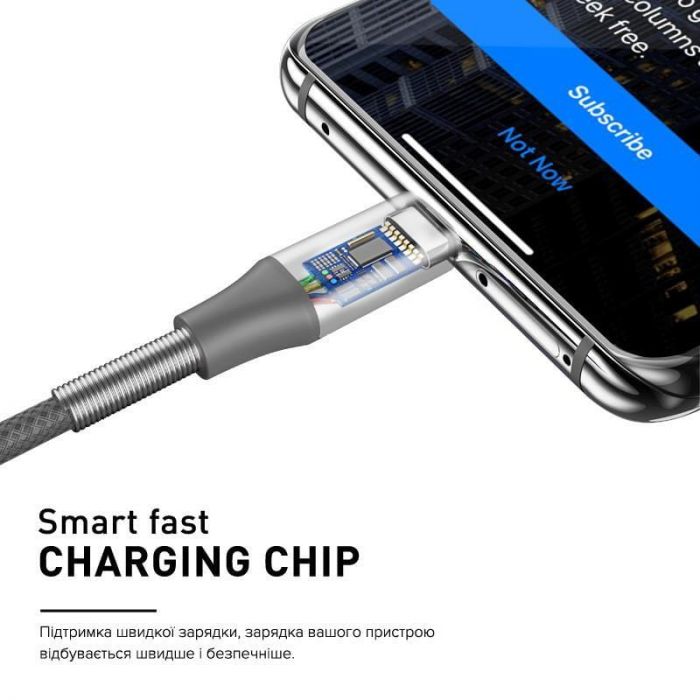 Кабель Luxe Cube Armored USB - USB Type-C (M/M), 1 м, сірий (8886668688949)