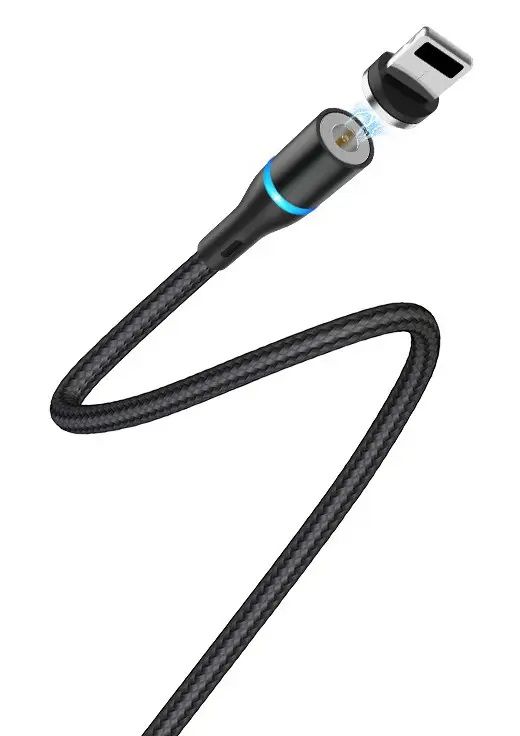 Кабель Borofone BU16 USB - Lightning (M/M), 1.2 м, магнітний, Black (BU16LB)