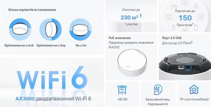 WiFi Mesh система TP-Link Deco X50 PoE(1-pack)