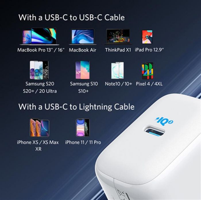 Мережевий зарядний пристрій Anker PowerPort III White, 65W Pod PPS+GaN, USB Type-C (A2712H21)