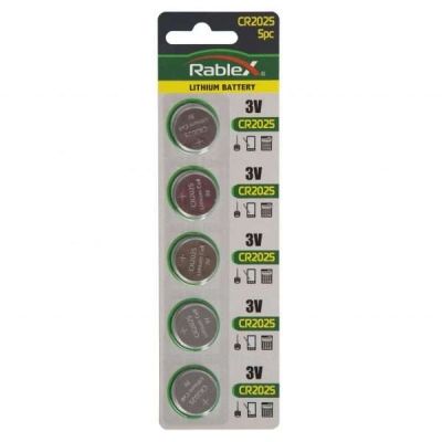 Батарейка Rablex CR2025, 3В, 5 шт