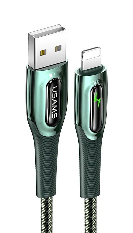 Кабель Usams US-SJ469 USB - Lightning (M/M), 1.2 м, Dark Green (SJ469USB02)