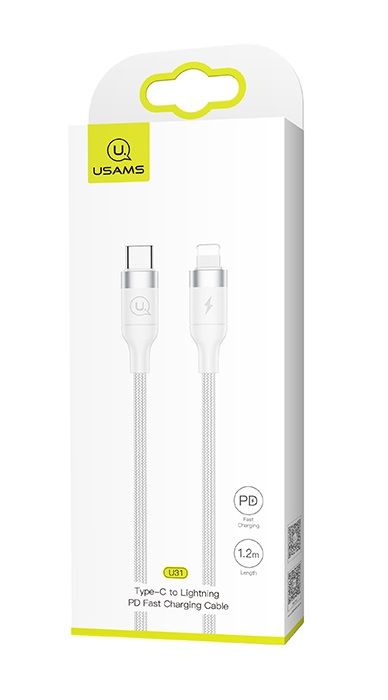 Кабель Usams US-SJ350 USB Type-C - Lightning (M/M), 1.2 м, White (SJ350USB02)