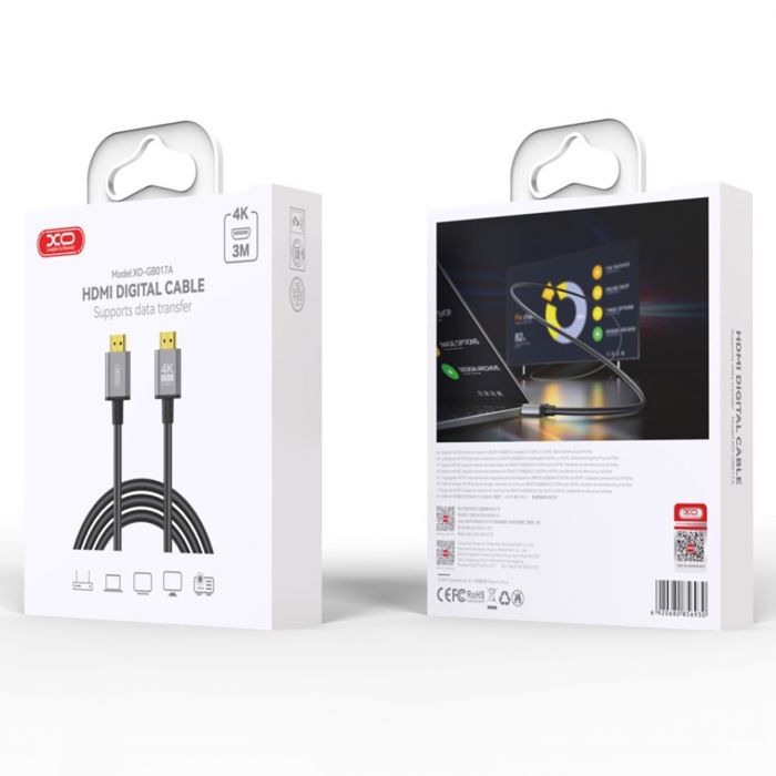 Кабель XO HDMI-HDMI V.2.0, 3 м Tranish (GB017A-HDMI.tranish)