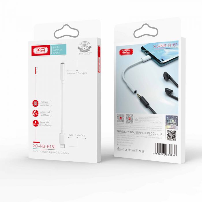 Адаптер XO NB-R161 USB Type-C - 3.5 мм (M/F), 0.14 м, White (NB-R161.white)