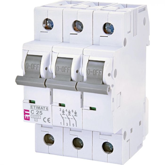 Автоматичний вимикач ETI ETIMAT 6 3p C 25А (6 kA) (2145518)