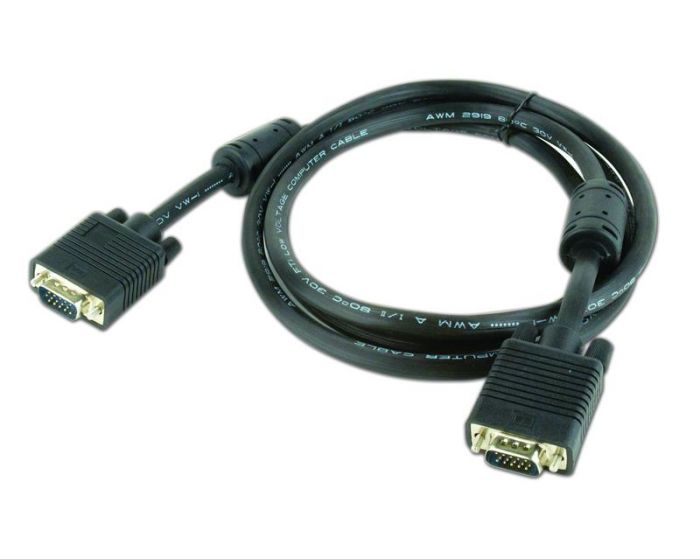 Кабель Cablexpert VGA-VGA HD15M/HD15M з 2-ма фер. кільцями, подвійний екран, чорний, 1.8 м (CC-PPVGA-6B)
