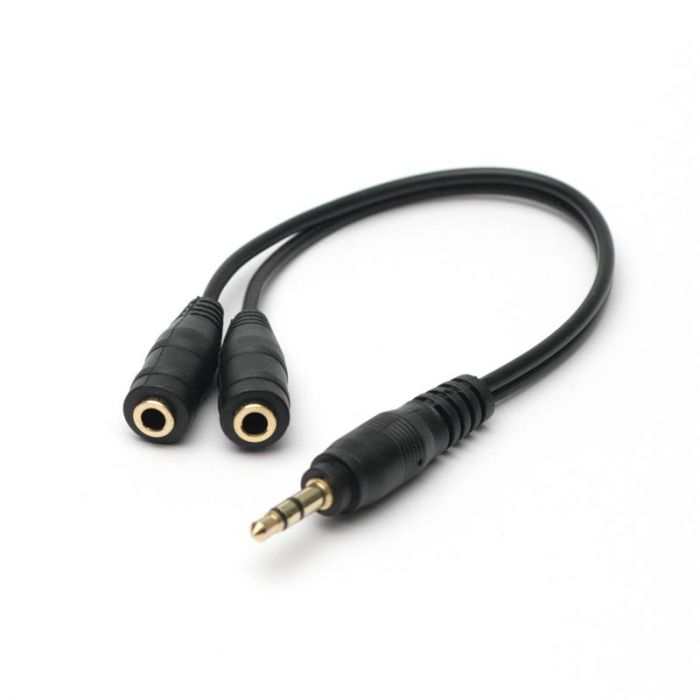 Кабель PowerPlant 3.5mm(M) - 2х3.5mm(F), 0.2 м, Black (KD00AS1263)