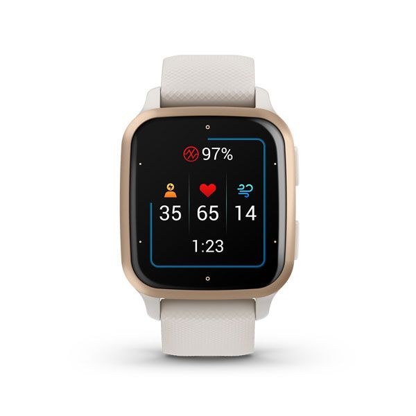 Смарт-годинник Garmin Venu Sq 2 Music Light Gold Aluminum Bezel with White Case and Silicone Band (010-02700-81)
