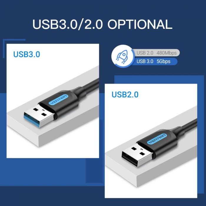 Кабель Vention USB - USB V 3.0 (M/M), 0.5 м, Black (CONBD)