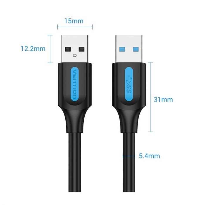 Кабель Vention USB - USB V 3.0 (M/M), 0.5 м, Black (CONBD)