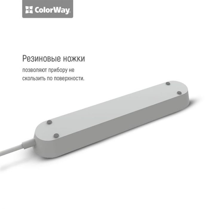 Фільтр живлення СolorWay (CW-CHU33B) 3 розетки, 3xUSB, 1.8м, Black