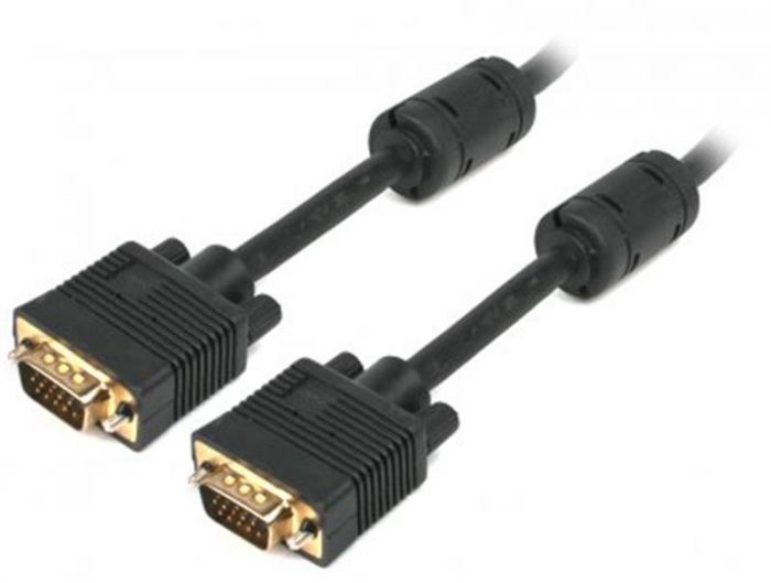Кабель Cablexpert VGA-VGA HD15M/HD15M з 2-ма фер. кільцями, подвійний екран, чорний, 1.8 м (CC-PPVGA-6B)