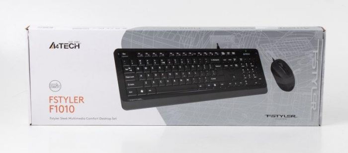 Комплект (клавіатура, миша) A4Tech F1010 Black/Grey