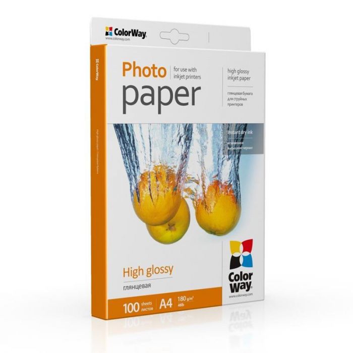 Фотопапір ColorWay глянцевий 180г/м2 A4 100 арк. (PG180100A4)