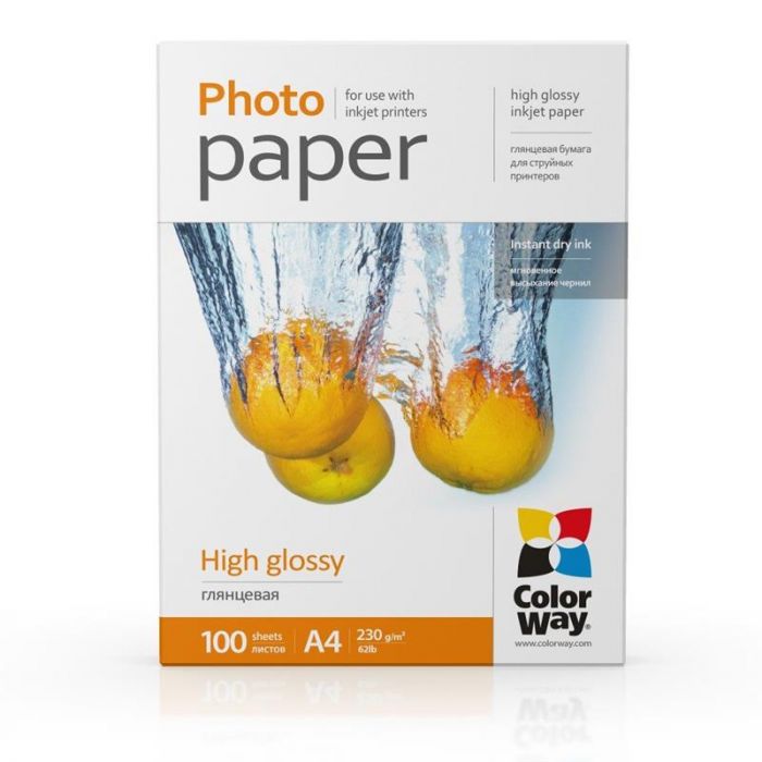 Фотопапір ColorWay глянцевий 230г/м2 A4 100 арк. (PG230100A4)