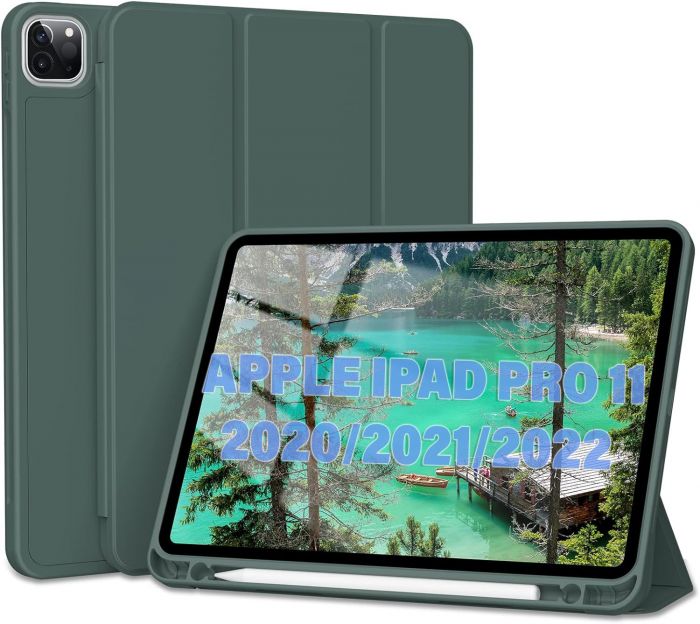 Чохол-книжка BeCover Tri Fold Soft TPU з кріпленням Apple Pencil для Apple iPad Pro 11 2020/2021/2022 Dark Green (711110)