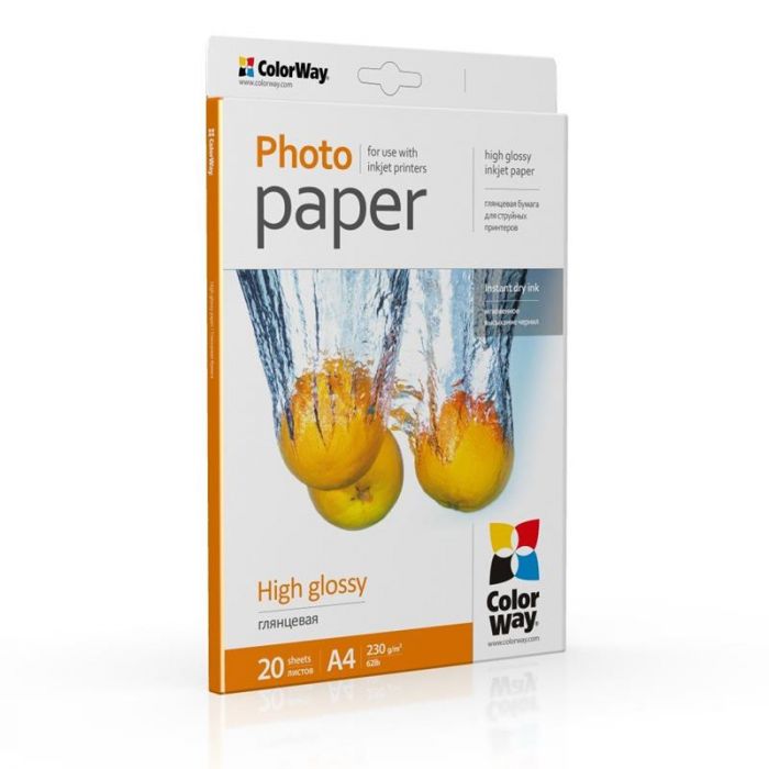Фотопапір ColorWay глянцевий 230г/м2 A4 20 арк. (PG230020A4)