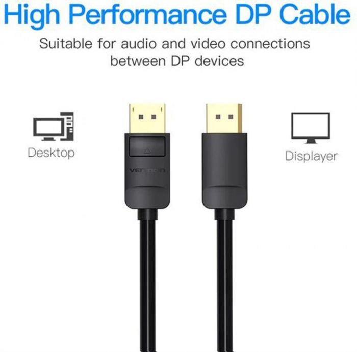 Кабель Vention DisplayPort - DisplayPort V1.2 (M/M), 3 м, Black (HACBI)