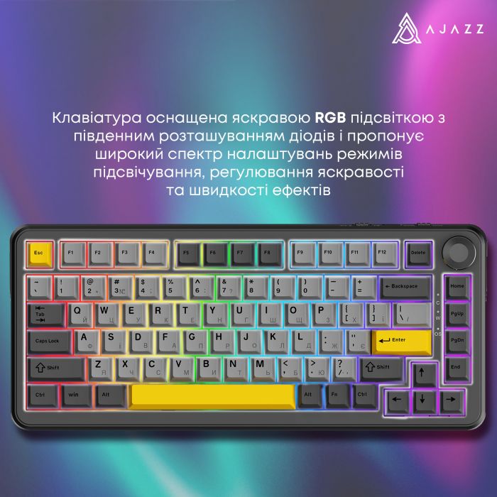 Клавіатура бездротова Ajazz AK820 Max Plus Day Dream Switch Black (AK820MAX-DD-BGY)