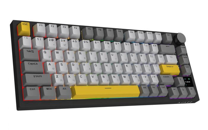 Клавіатура бездротова Ajazz AK820 Pro Flying Fish Switch Black RGB With Screen (AK820PRO-FF-BGY)