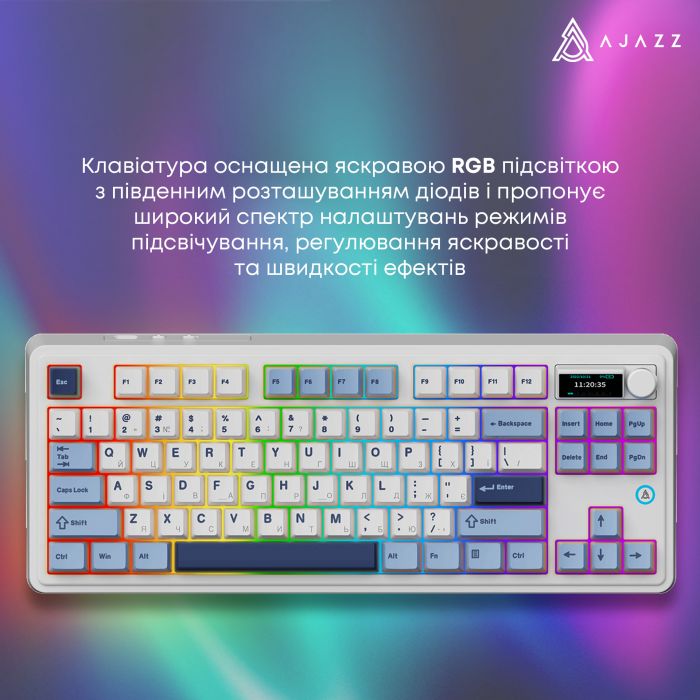 Клавіатура бездротова Ajazz AK870 Plus Murad Switch White (AK870-MU-BWD)
