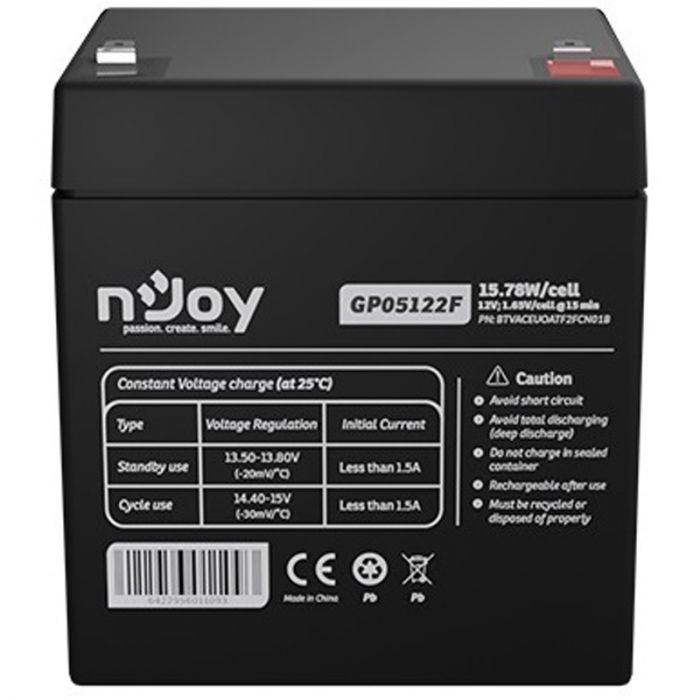 Акумуляторна батарея Njoy GP05122F 12V 5AH (BTVACEUOATF2FCN01B) AGM