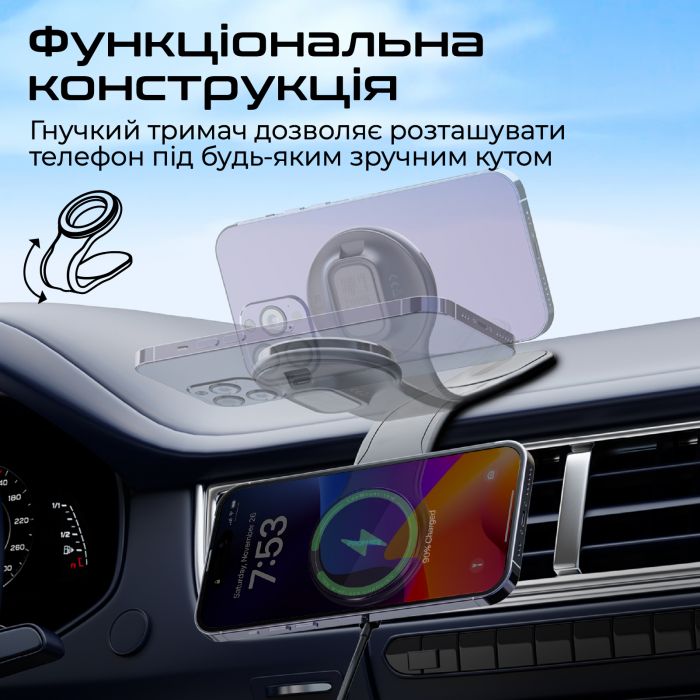 Бездротовий зарядний пристрій Promate Laxmount-15W MagSafe Black