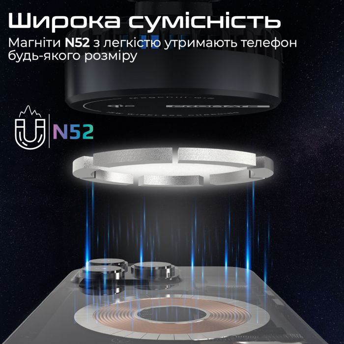 Бездротовий зарядний пристрій Promate MagChill-Qi2 MagSafe Black