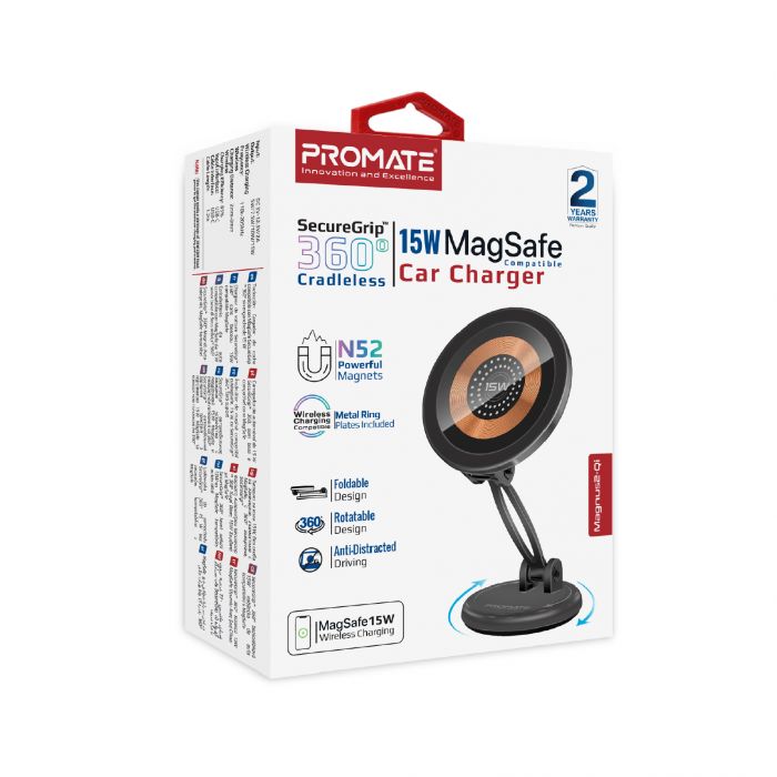 Бездротовий зарядний пристрій Promate Magnus2-Qi MagSafe Black