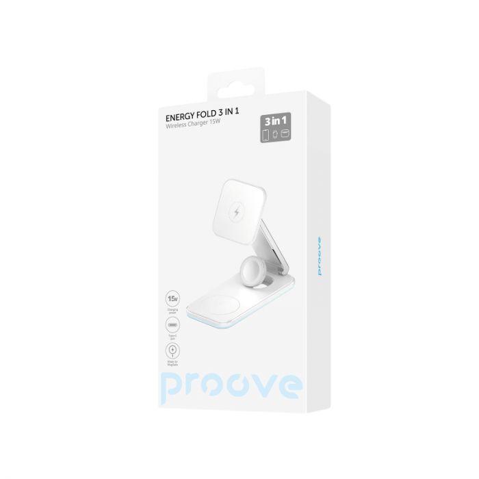 Бездротовий зарядний пристрій Proove Energy Fold 3in1 15W White (WSEF15010002)