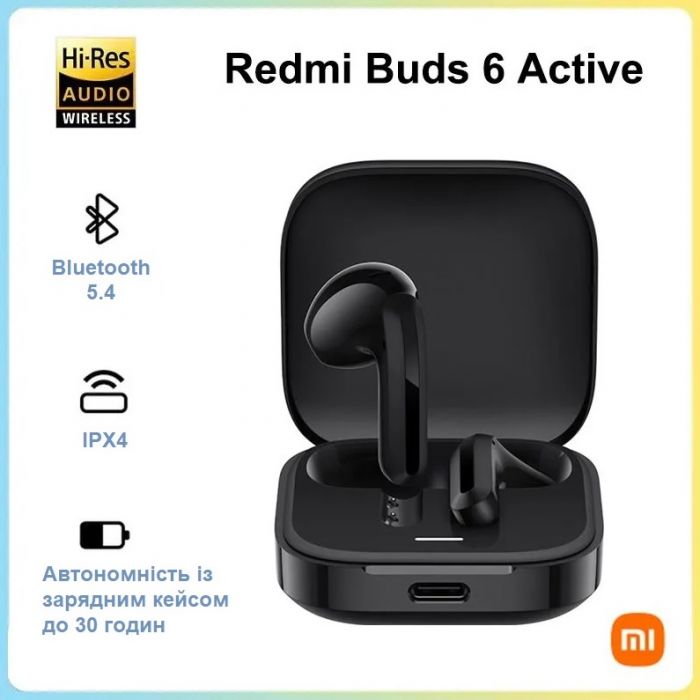 Bluetooth-гарнітура Xiaomi Redmi Buds 6 Active Black (BHR8396GL)_EU