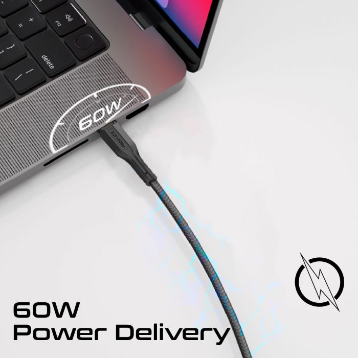 Комплект кабелів Promate USB Type-C - USB Type-C (M/M), 3A, 60W, 0.3 м, 1.2 м, 2 м Black (cablekit-cc.black)