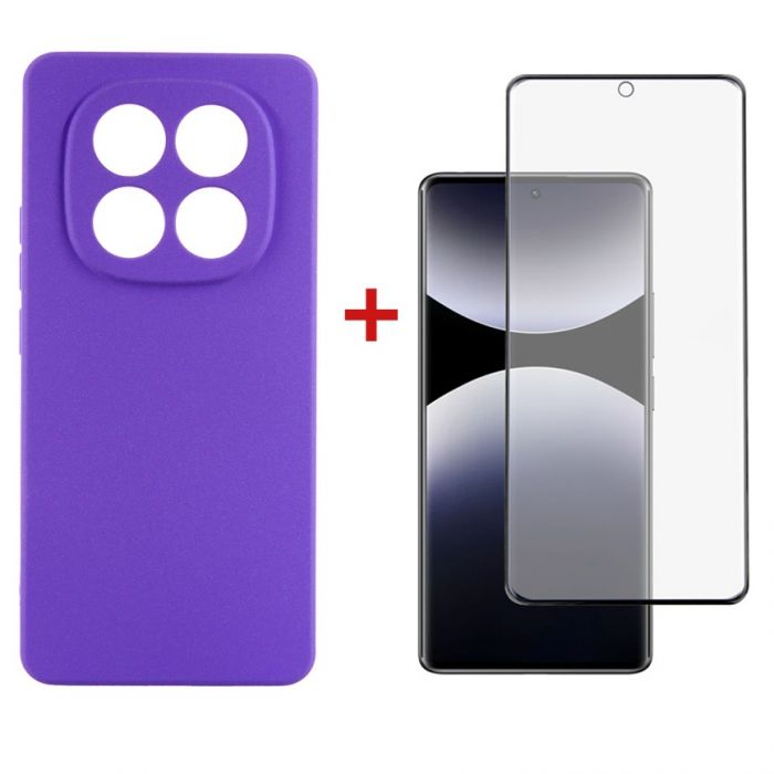 Чохол-накладка Dengos Carbon для Xiaomi Redmi Note 14 Pro Purple (DG-KM-130) + захисне скло