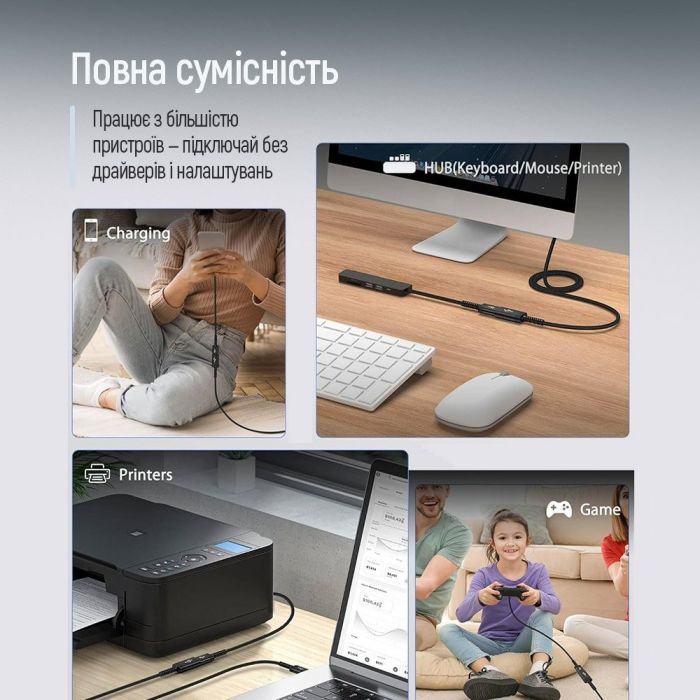 Кабель ColorWay USB - USB V 2.0 (M/F), 1.8 м, Black (CW-CBUF076-BK)