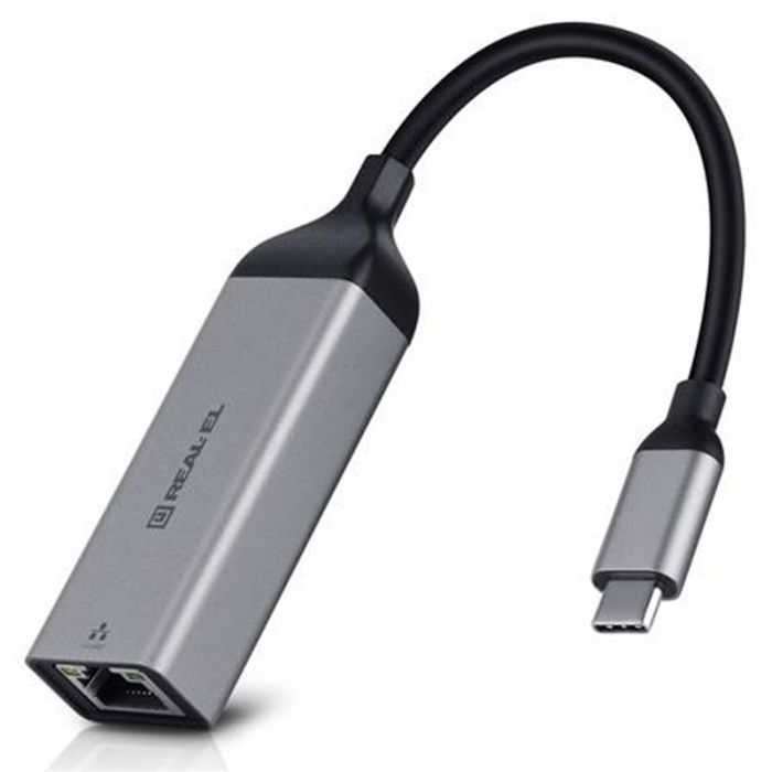 Адаптер REAL-EL CE-150 USB Type-C - RJ45 (M/F), 0.1 м, Black (EL123110004)
